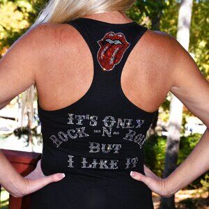 Rolling Stones Rhinestone bling racer back tank top XS, S, M, L, XL, XXL
